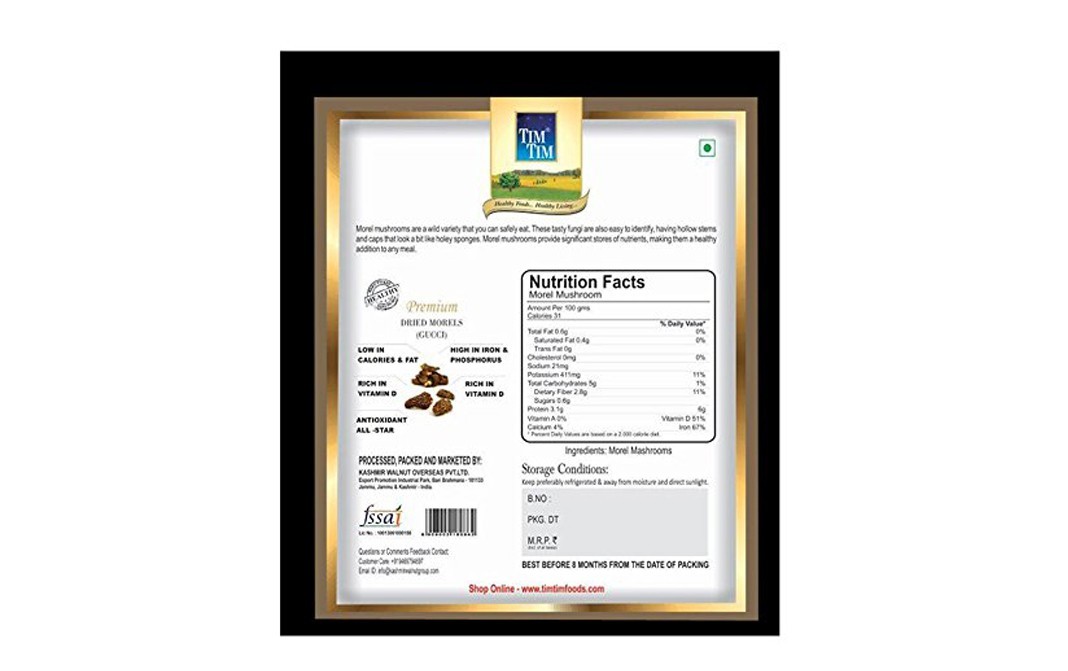 Tim Tim Premium Dried Morels (Gucci)   Box  20 grams